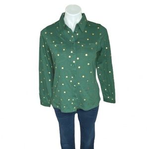 Boden Green Gold Polka Dots Glorious British Style Top